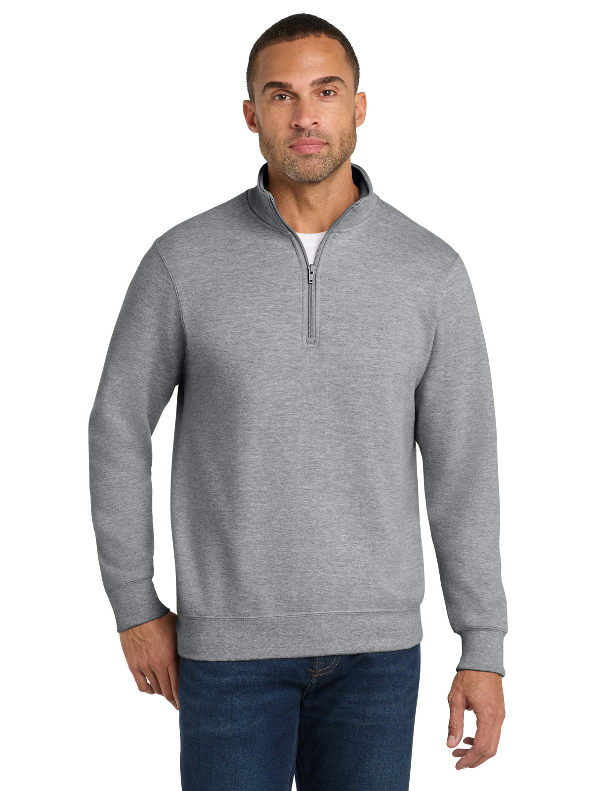 Men's Pocketless 1/4-Zip Fleece Sweatshirt - PC850Q - Athletic Heather