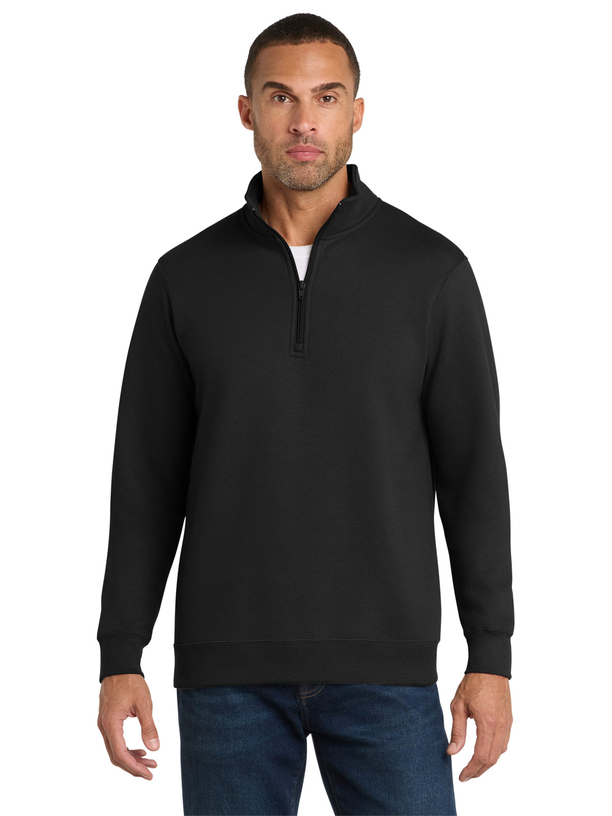 Men's Pocketless 1/4-Zip Fleece Sweatshirt - PC850Q - Jet Black