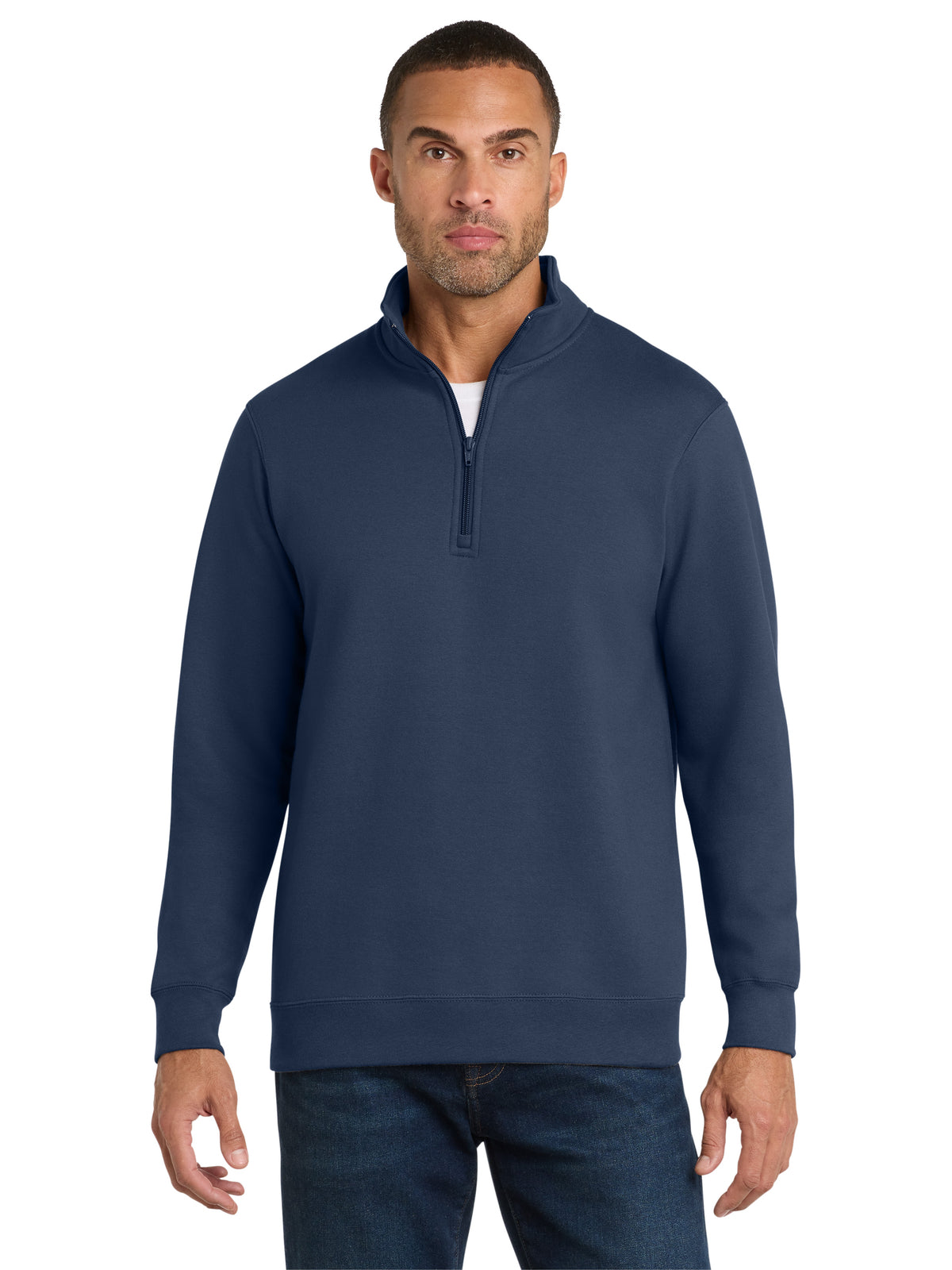 Men's Pocketless 1/4-Zip Fleece Sweatshirt - PC850Q - Team Navy