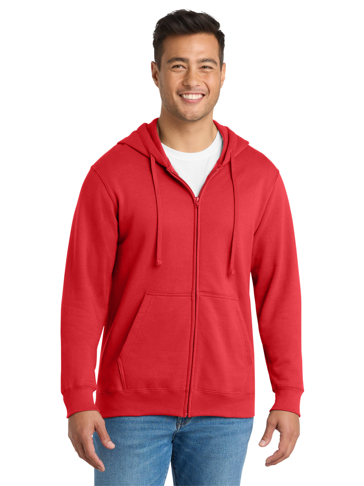 Men's Fleece Full-Zip Hooded Sweatshirt - PC850ZH - Bright Red