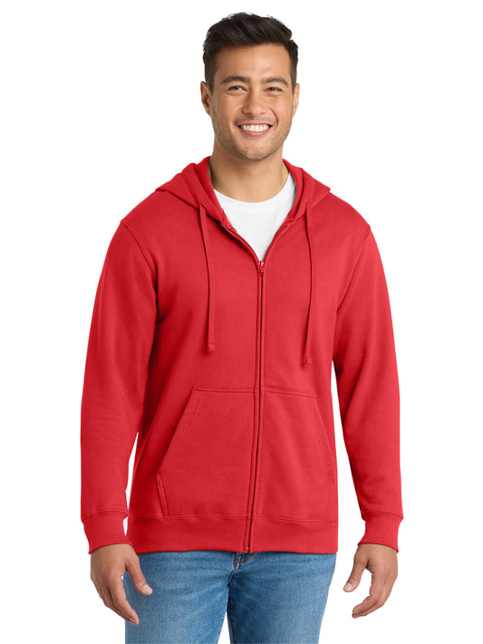 Men's Fleece Full-Zip Hooded Sweatshirt - PC850ZH - Bright Red