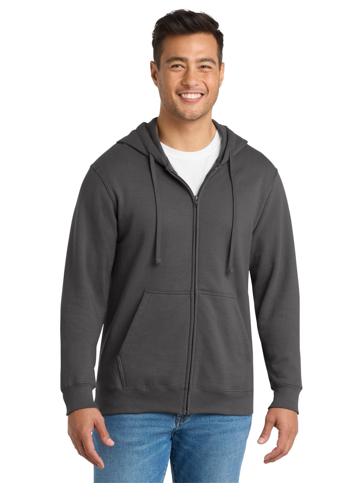 Men's Fleece Full-Zip Hooded Sweatshirt - PC850ZH - Charcoal