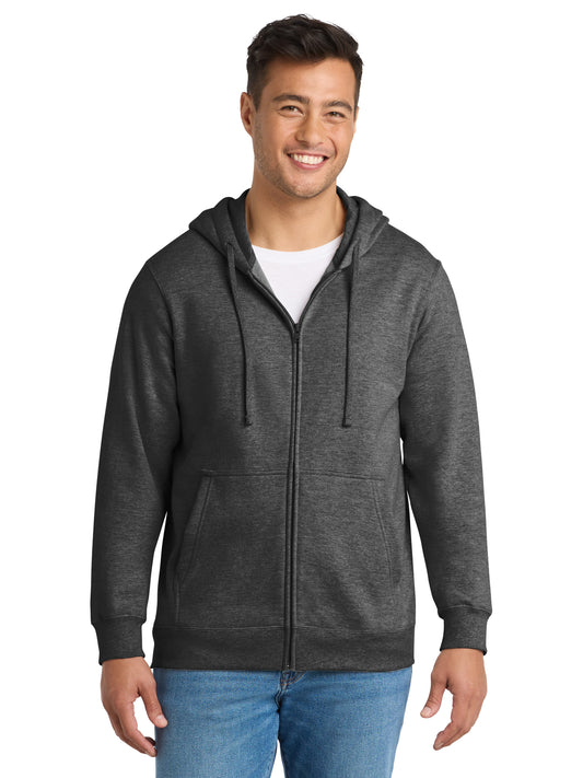 Men's Fleece Full-Zip Hooded Sweatshirt - PC850ZH - Dark Heather Grey