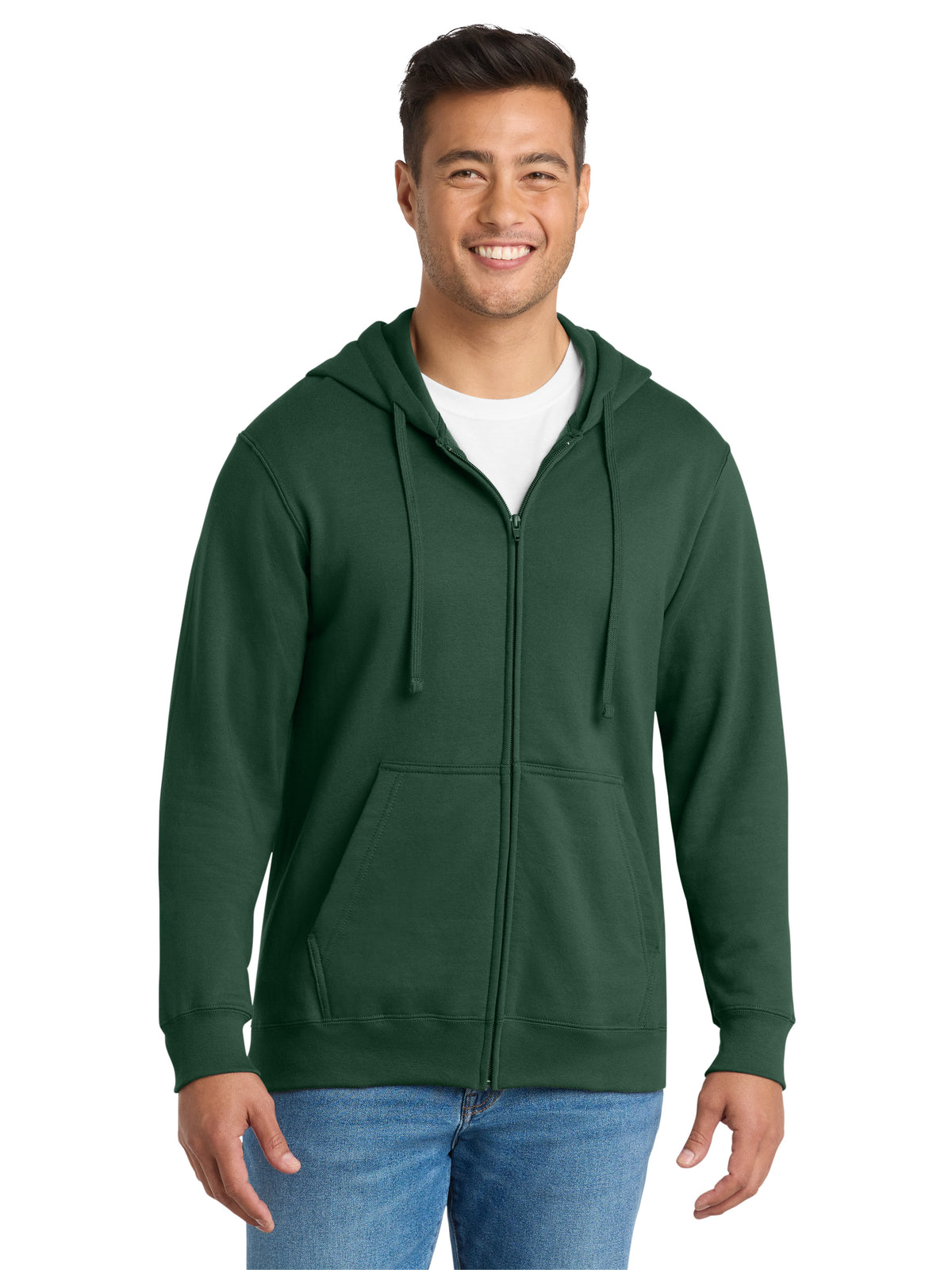 Men's Fleece Full-Zip Hooded Sweatshirt - PC850ZH - Forest Green