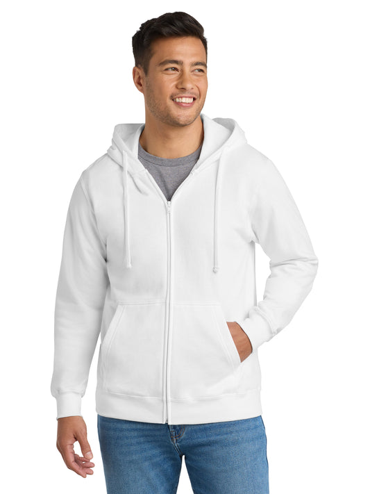 Men's Fleece Full-Zip Hooded Sweatshirt - PC850ZH - White