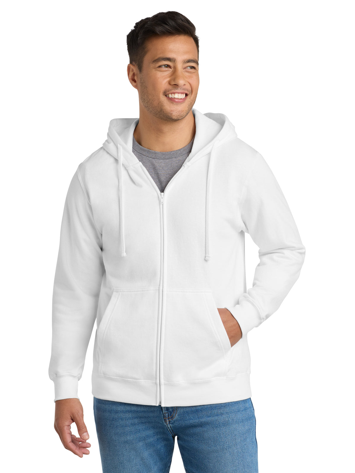 Men's Fleece Full-Zip Hooded Sweatshirt - PC850ZH - White