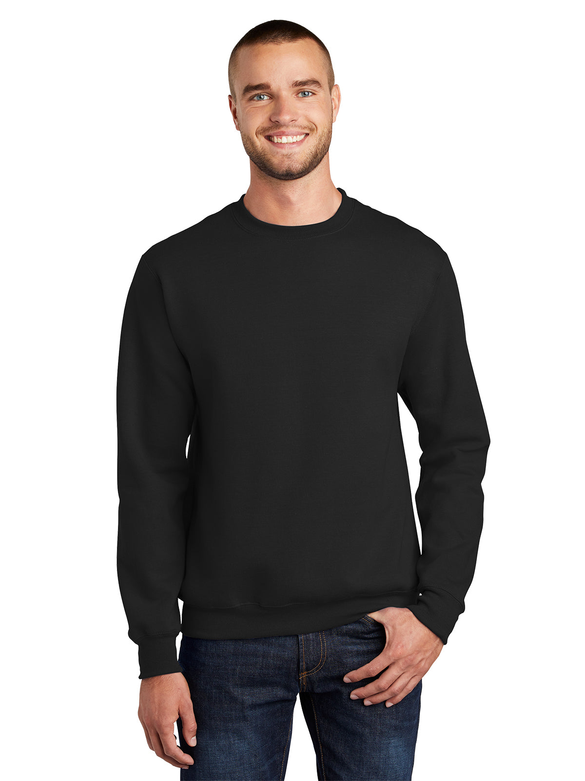 Men's Essential Fleece Crewneck Sweatshirt - PC90 - Jet Black