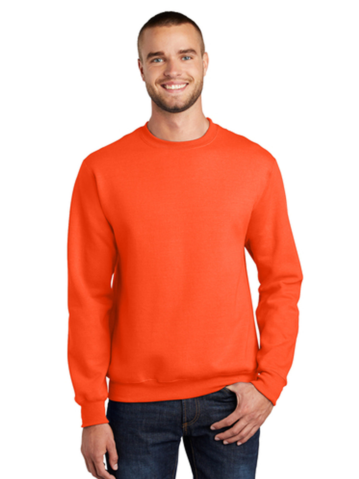 Men's Essential Fleece Crewneck Sweatshirt - PC90 - Safety Orange