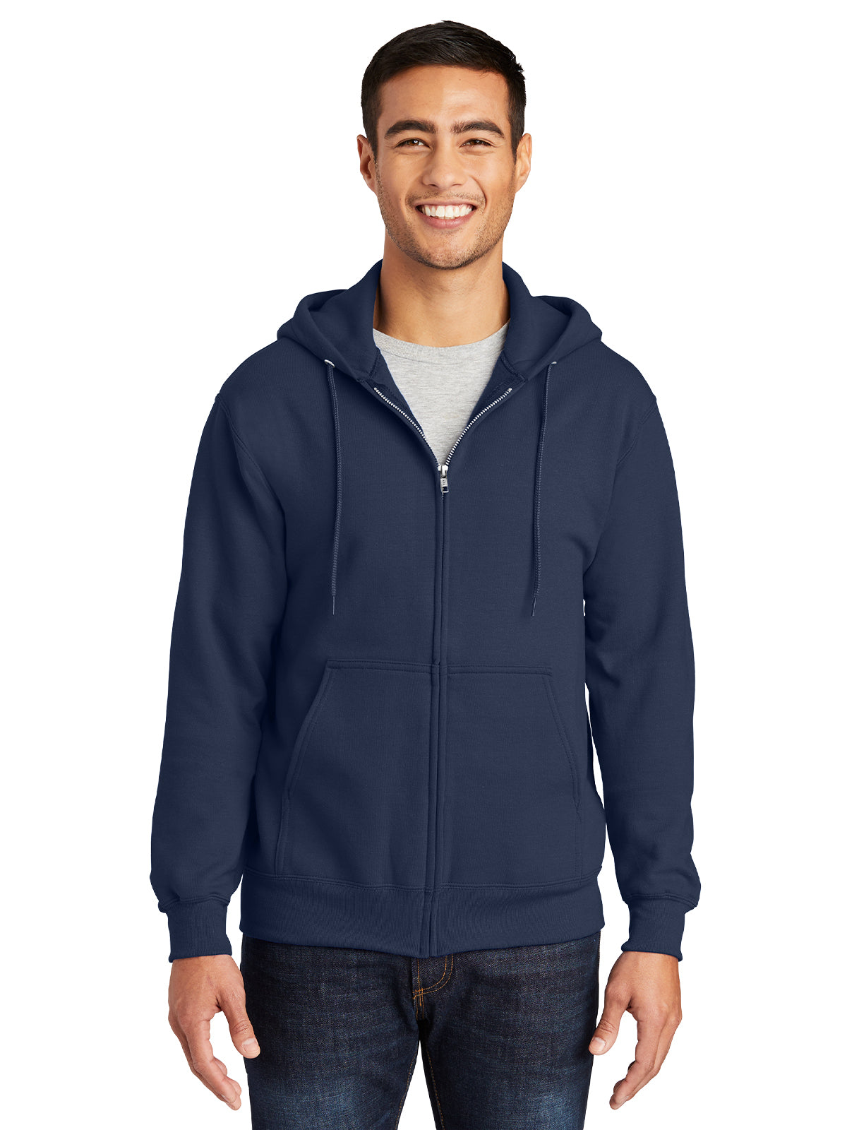 Men's Essential Fleece Full-Zip Hooded Sweatshirt - PC90ZH - Navy