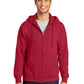 Men's Essential Fleece Full-Zip Hooded Sweatshirt - PC90ZH - Red