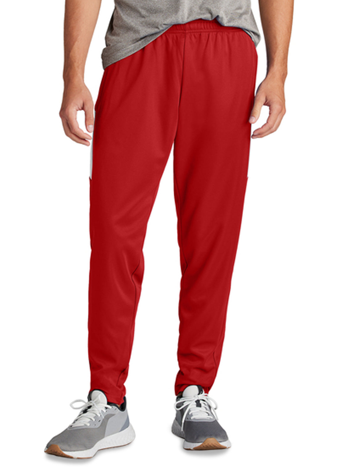 Men's 2-Pocket Moisture Wicking Travel Pant - PST800 - Deep Red/ White