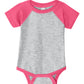 Unisex Infant Baseball Fine Jersey Bodysuit - RS4430 - Vintage Heather/Vintage Hot Pink