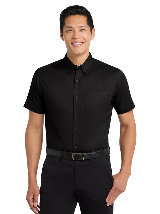 Men's Short Sleeve Easy Case Shirt - S508 - Black/Light Stone