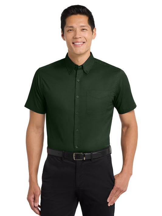 Men's Short Sleeve Easy Case Shirt - S508 - Dark Green/Navy