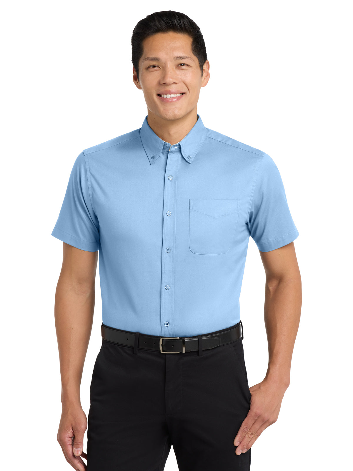 Men's Short Sleeve Easy Case Shirt - S508 - Light Blue/Light Stone