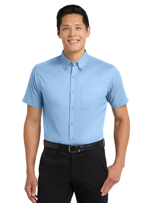 Men's Short Sleeve Easy Case Shirt - S508 - Light Blue/Light Stone