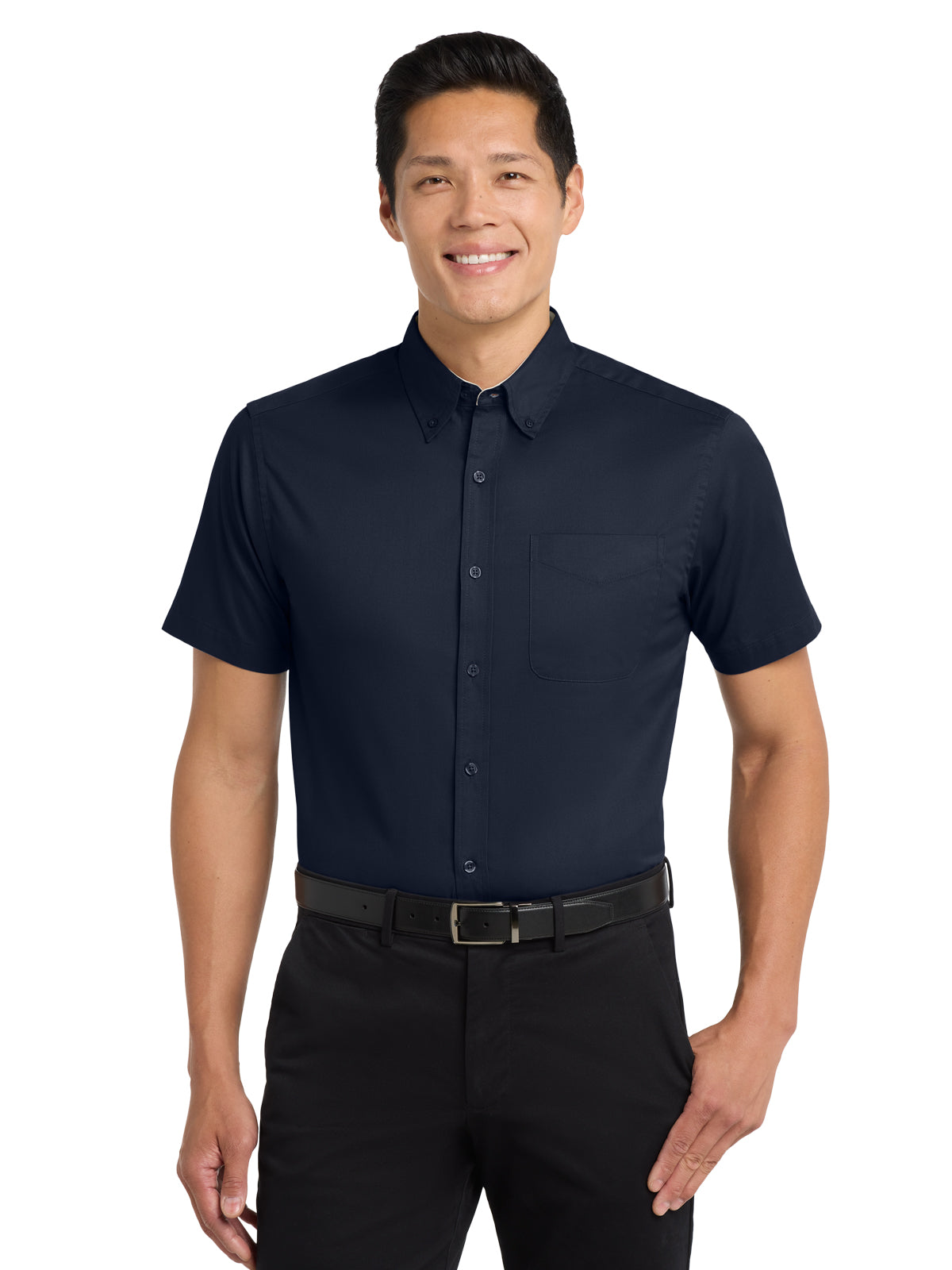Men's Short Sleeve Easy Case Shirt - S508 - Navy/Light Stone