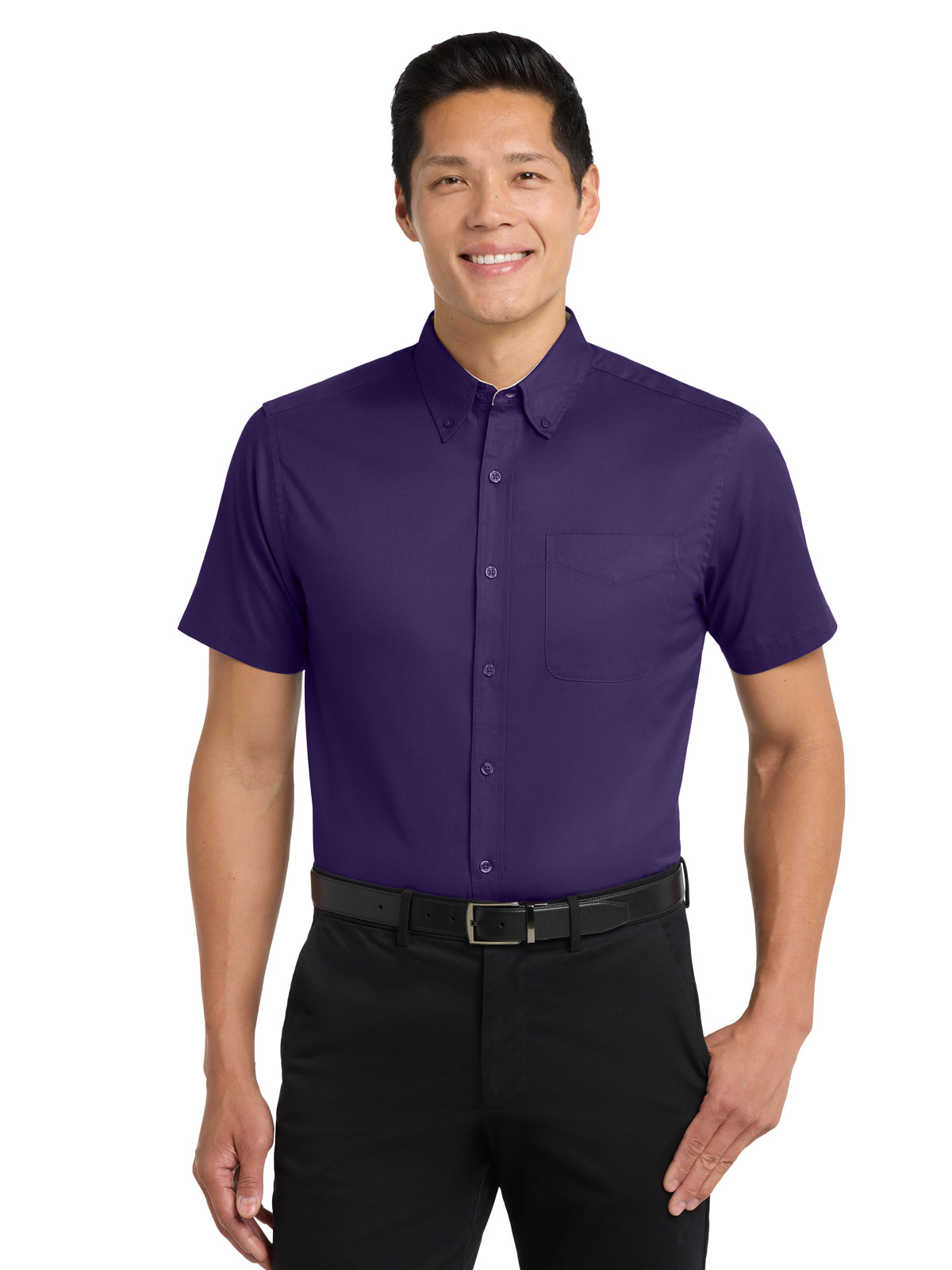Men's Short Sleeve Easy Case Shirt - S508 - Purple/Light Stone