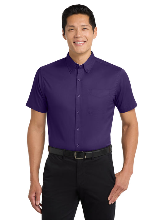 Men's Short Sleeve Easy Case Shirt - S508 - Purple/Light Stone