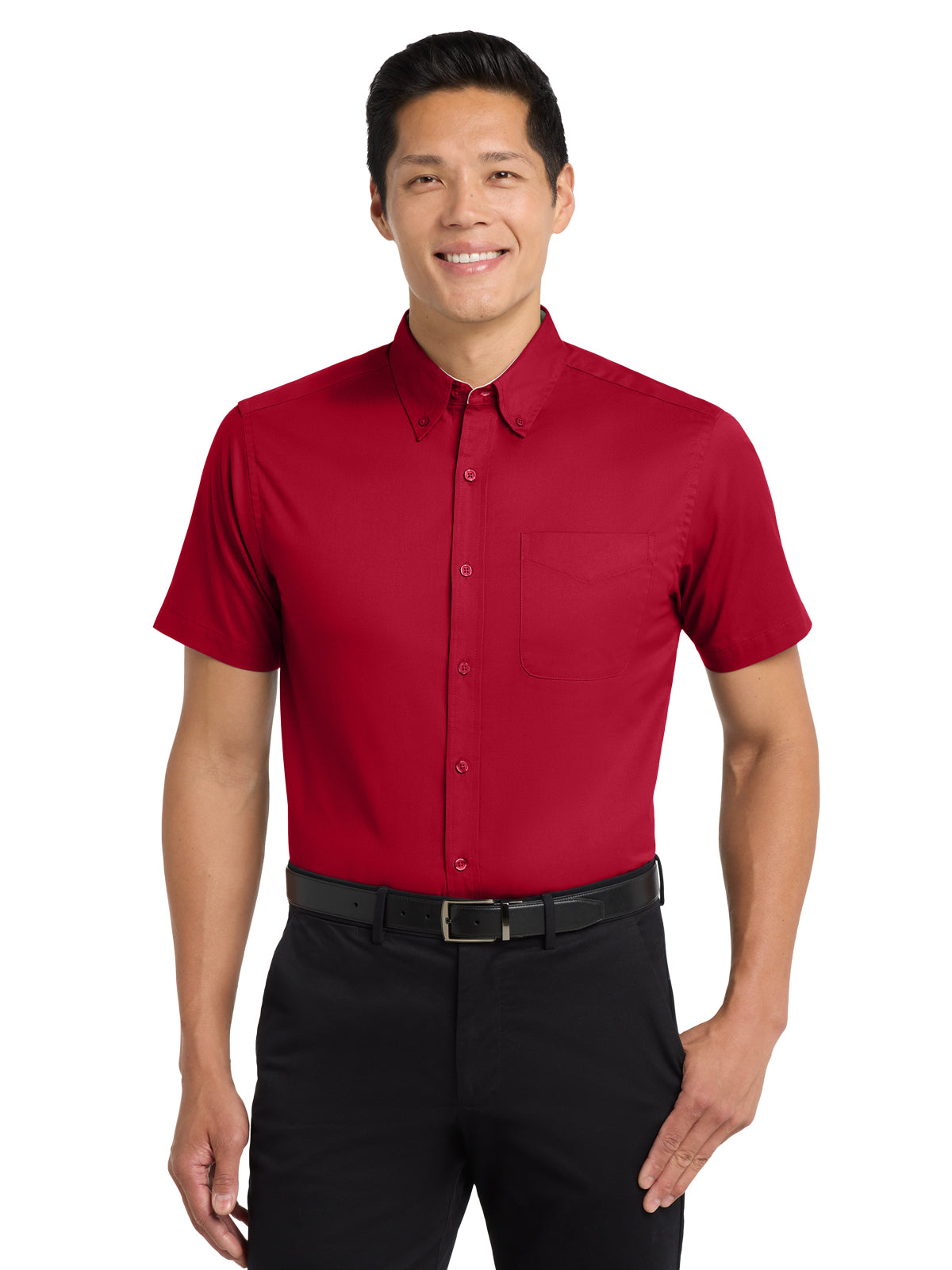 Men's Short Sleeve Easy Case Shirt - S508 - Red/Light Stone