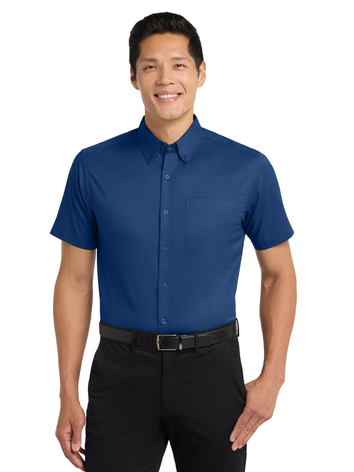 Men's Short Sleeve Easy Case Shirt - S508 - Royal/Classic Navy