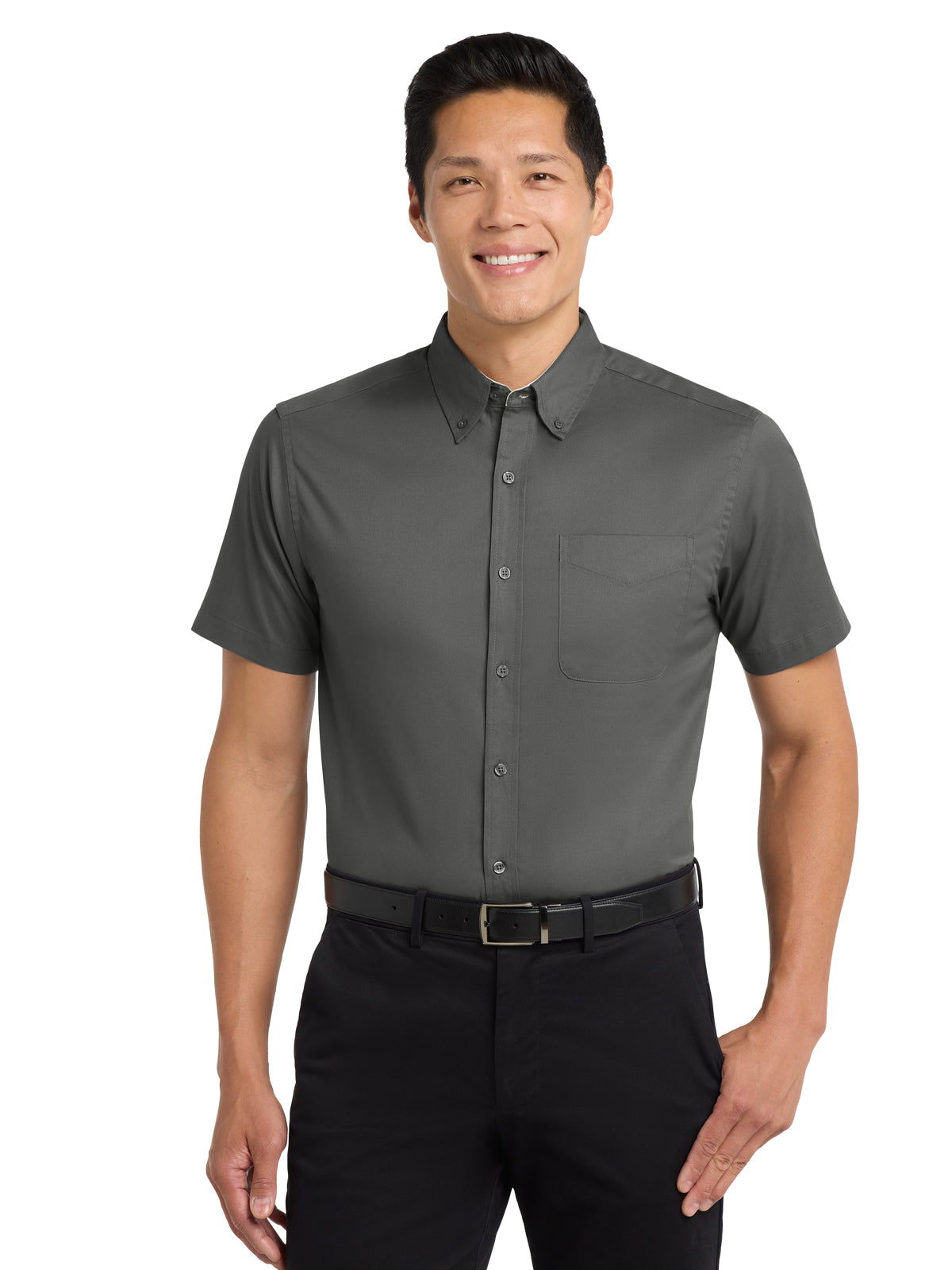 Men's Short Sleeve Easy Case Shirt - S508 - Steel Grey/Light Stone