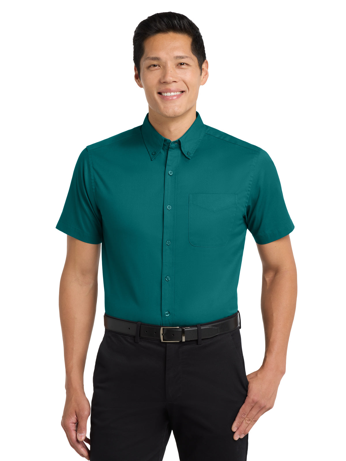 Men's Short Sleeve Easy Case Shirt - S508 - Teal Green