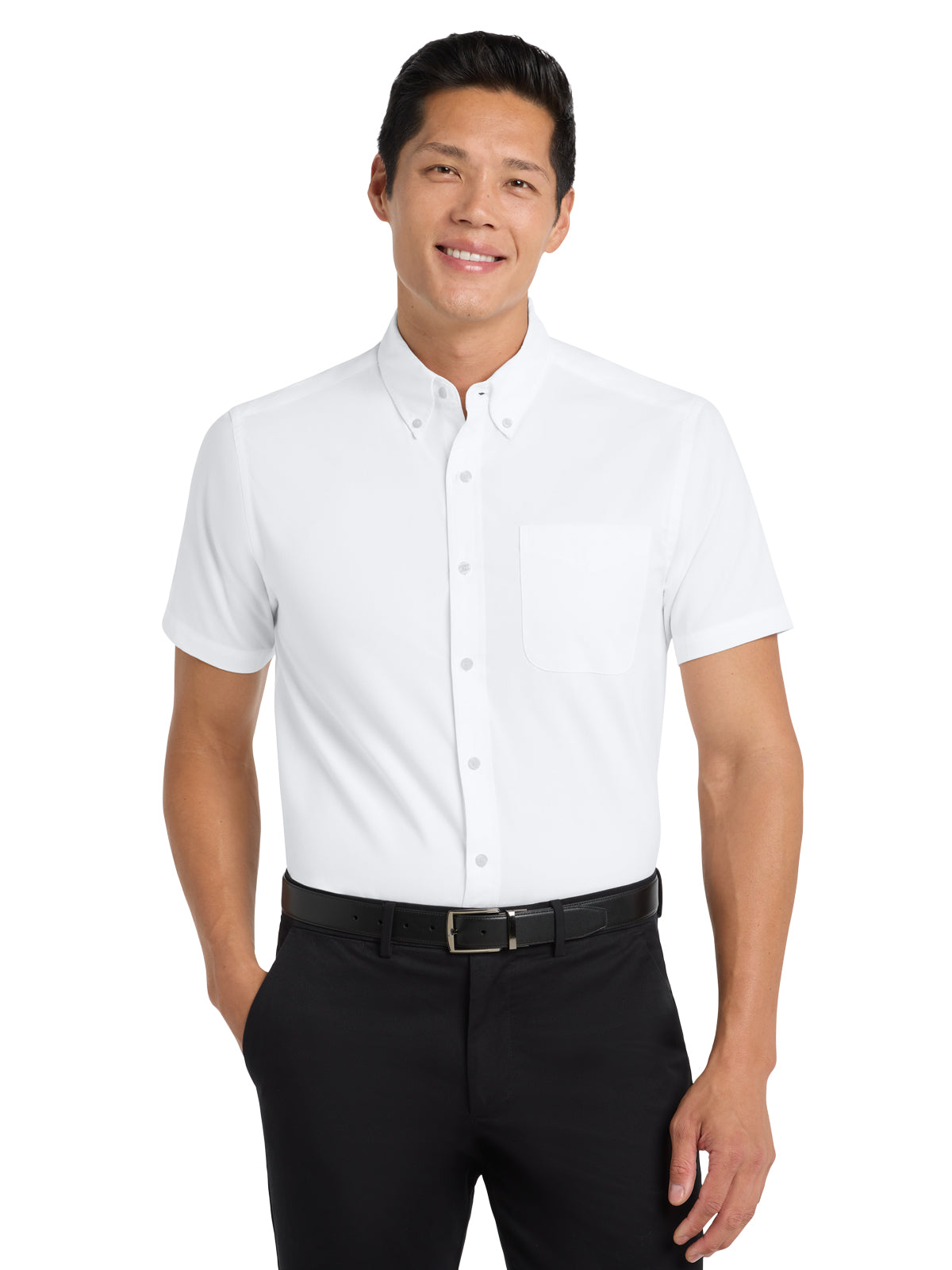 Men's Short Sleeve Easy Case Shirt - S508 - White/Light Stone