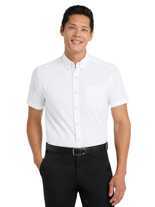 Men's Short Sleeve Easy Case Shirt - S508 - White/Light Stone
