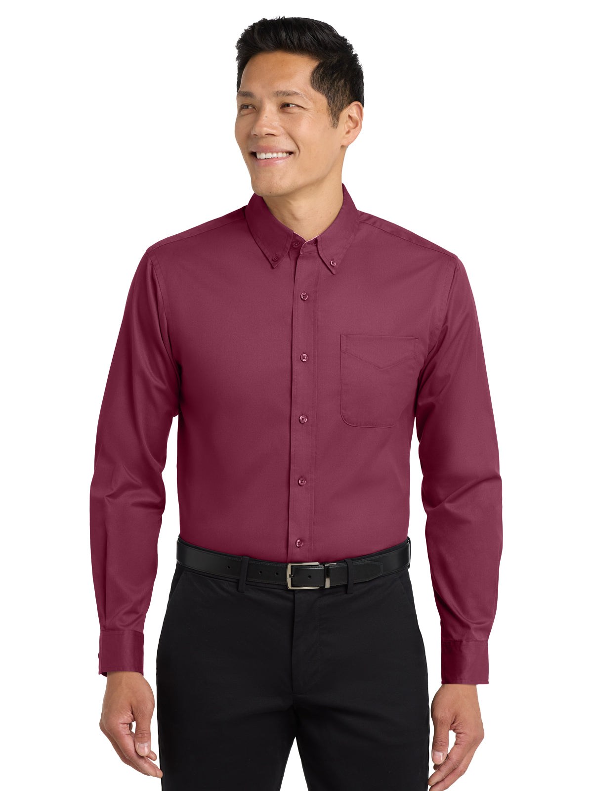 Men's Easy Care Shirt - S608 - Burgundy/Light Stone