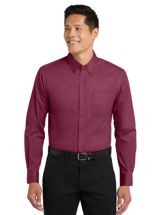 Men's Easy Care Shirt - S608 - Burgundy/Light Stone