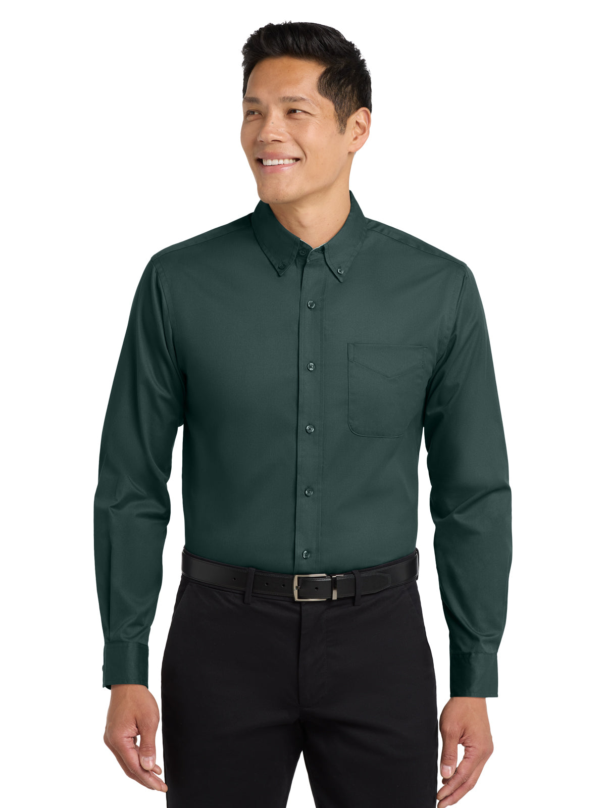 Men's Easy Care Shirt - S608 - Dark Green/Navy
