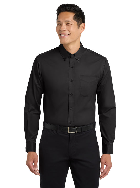 Men's Long Sleeve Easy Case Shirt - S608ES - Black/Light Stone