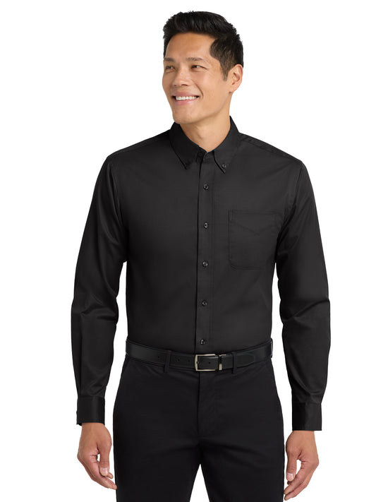 Men's Long Sleeve Easy Case Shirt - S608ES - Black/Light Stone