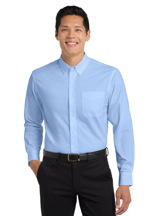 Men's Long Sleeve Easy Case Shirt - S608ES - Light Blue/Light Stone