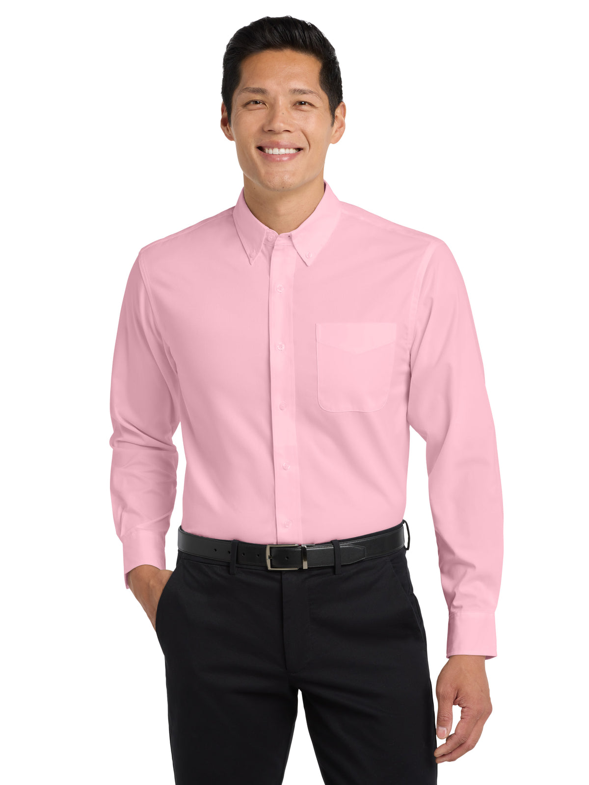Men's Long Sleeve Easy Case Shirt - S608ES - Light Pink