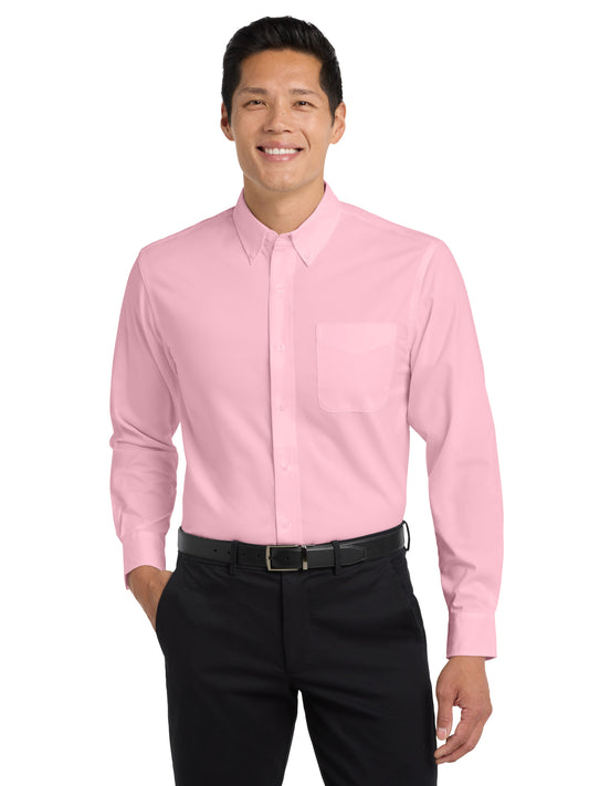 Men's Long Sleeve Easy Case Shirt - S608ES - Light Pink
