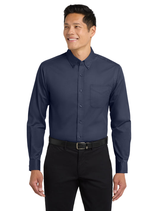 Men's Long Sleeve Easy Case Shirt - S608ES - Navy/Light Stone