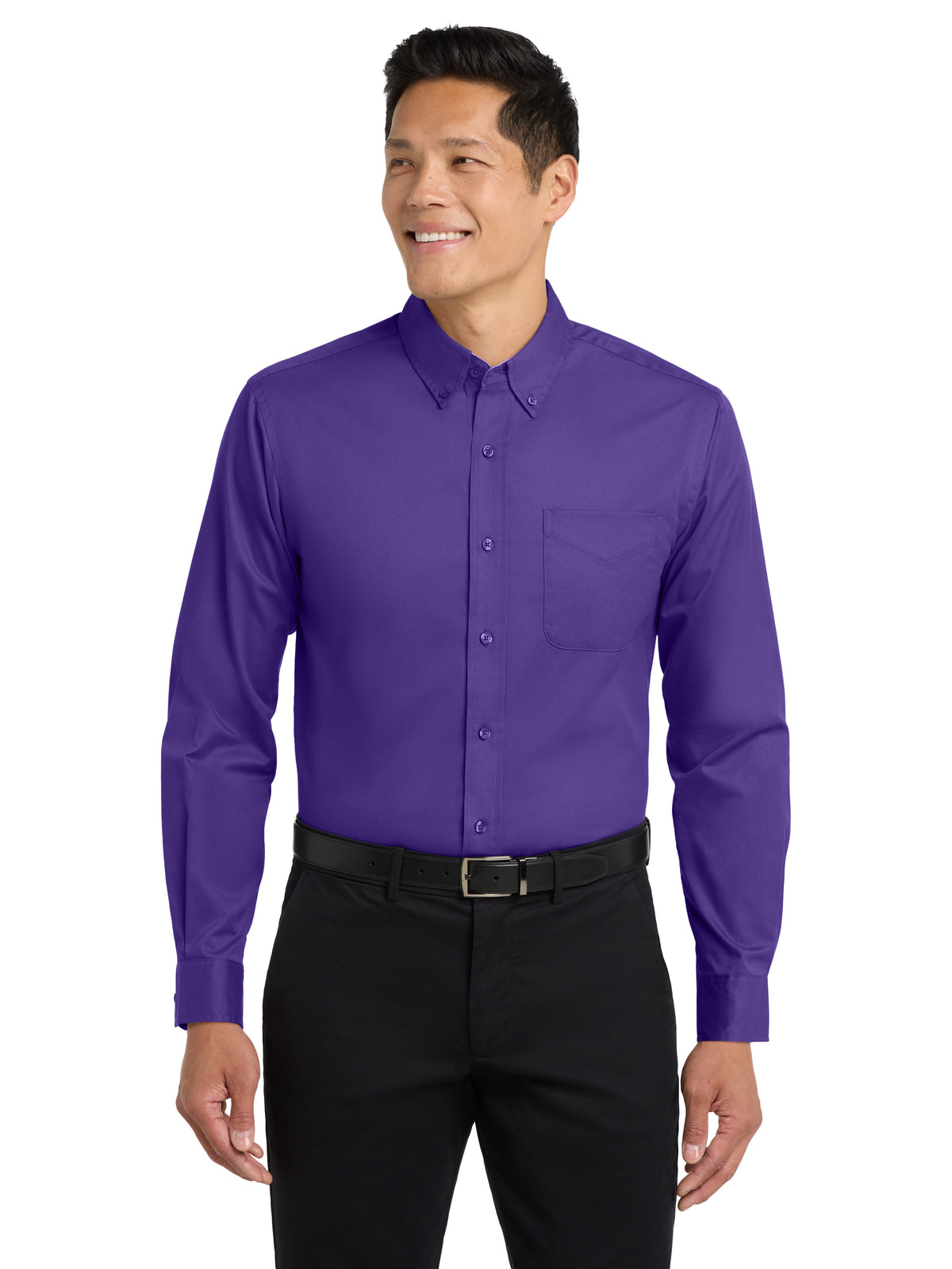 Men's Long Sleeve Easy Case Shirt - S608ES - Purple/Light Stone