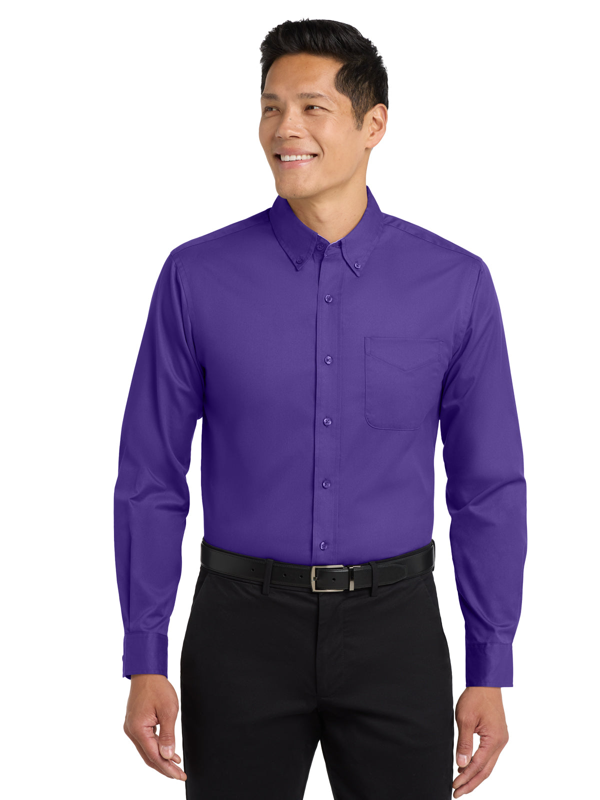 Men's Long Sleeve Easy Case Shirt - S608ES - Purple/Light Stone
