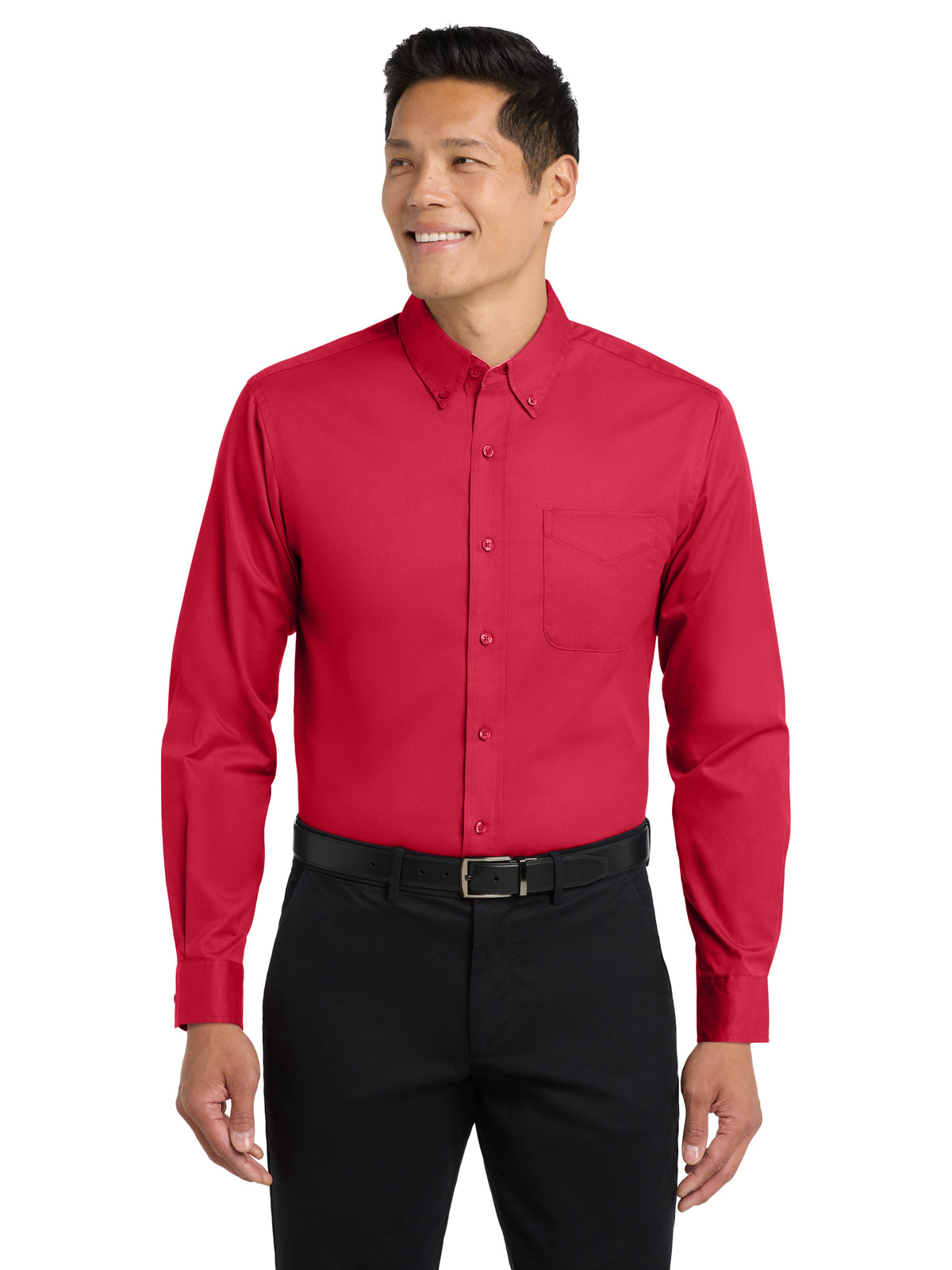 Men's Long Sleeve Easy Case Shirt - S608ES - Red/Light Stone