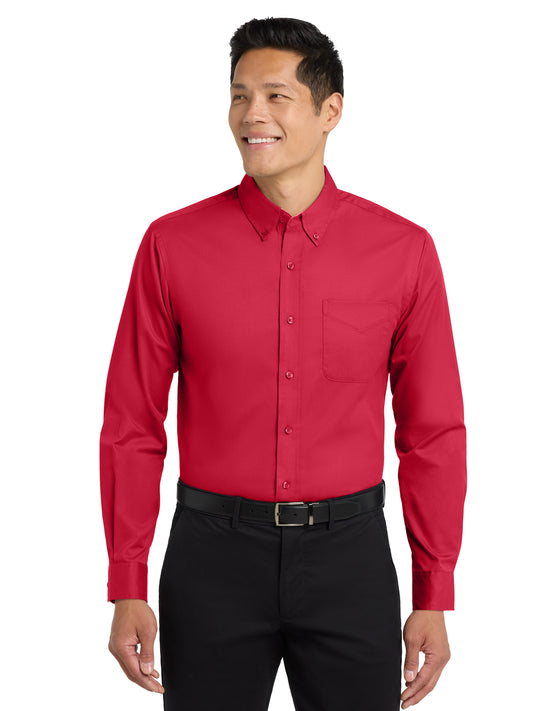 Men's Long Sleeve Easy Case Shirt - S608ES - Red/Light Stone
