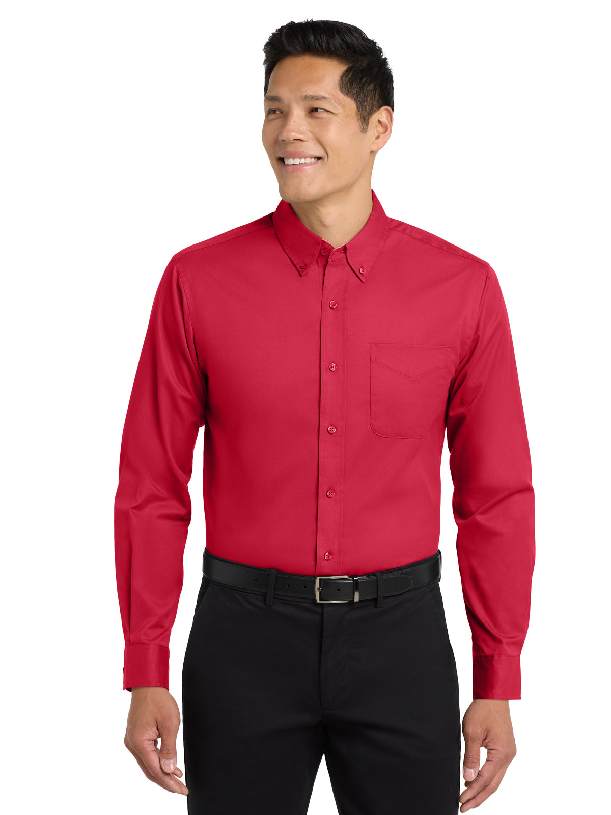 Men's Long Sleeve Easy Case Shirt - S608ES - Red/Light Stone