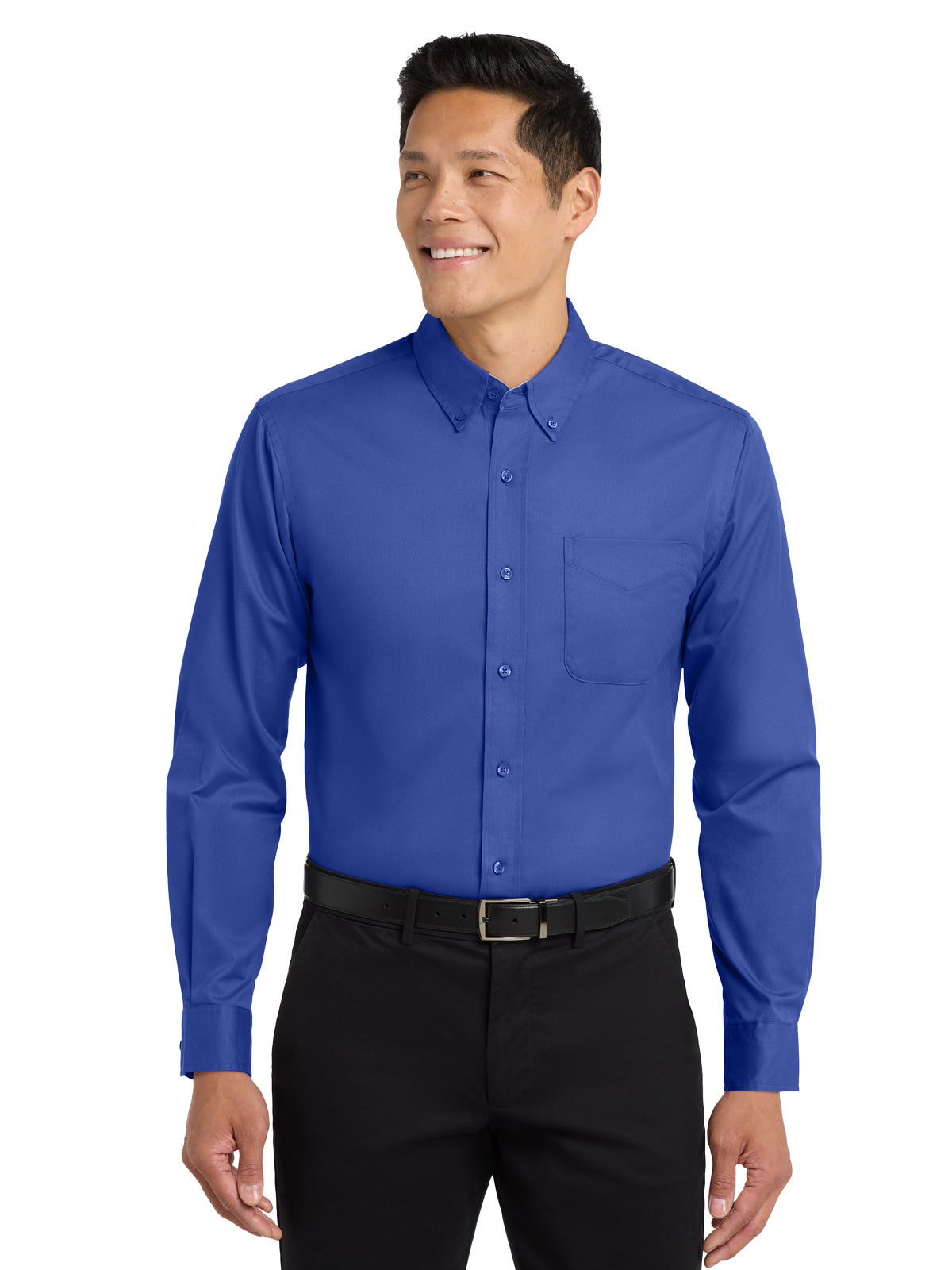 Men's Long Sleeve Easy Case Shirt - S608ES - Royal/Classic Navy