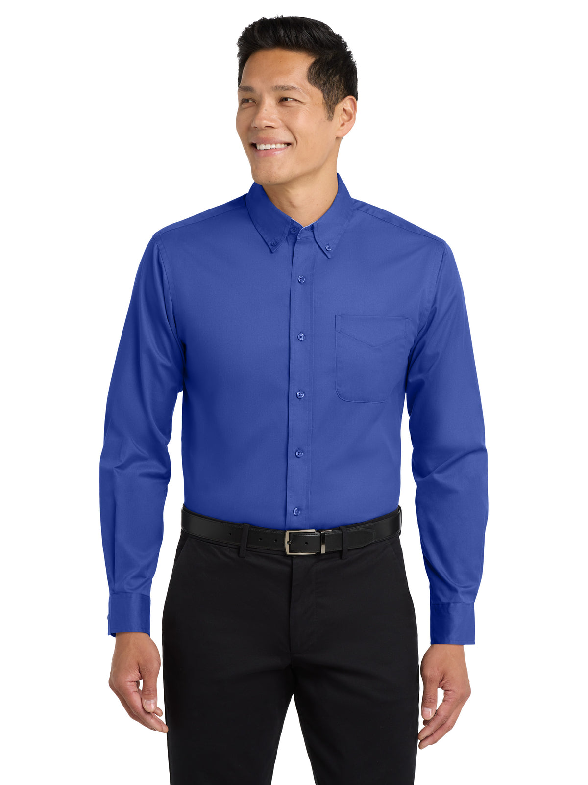 Men's Long Sleeve Easy Case Shirt - S608ES - Royal/Classic Navy