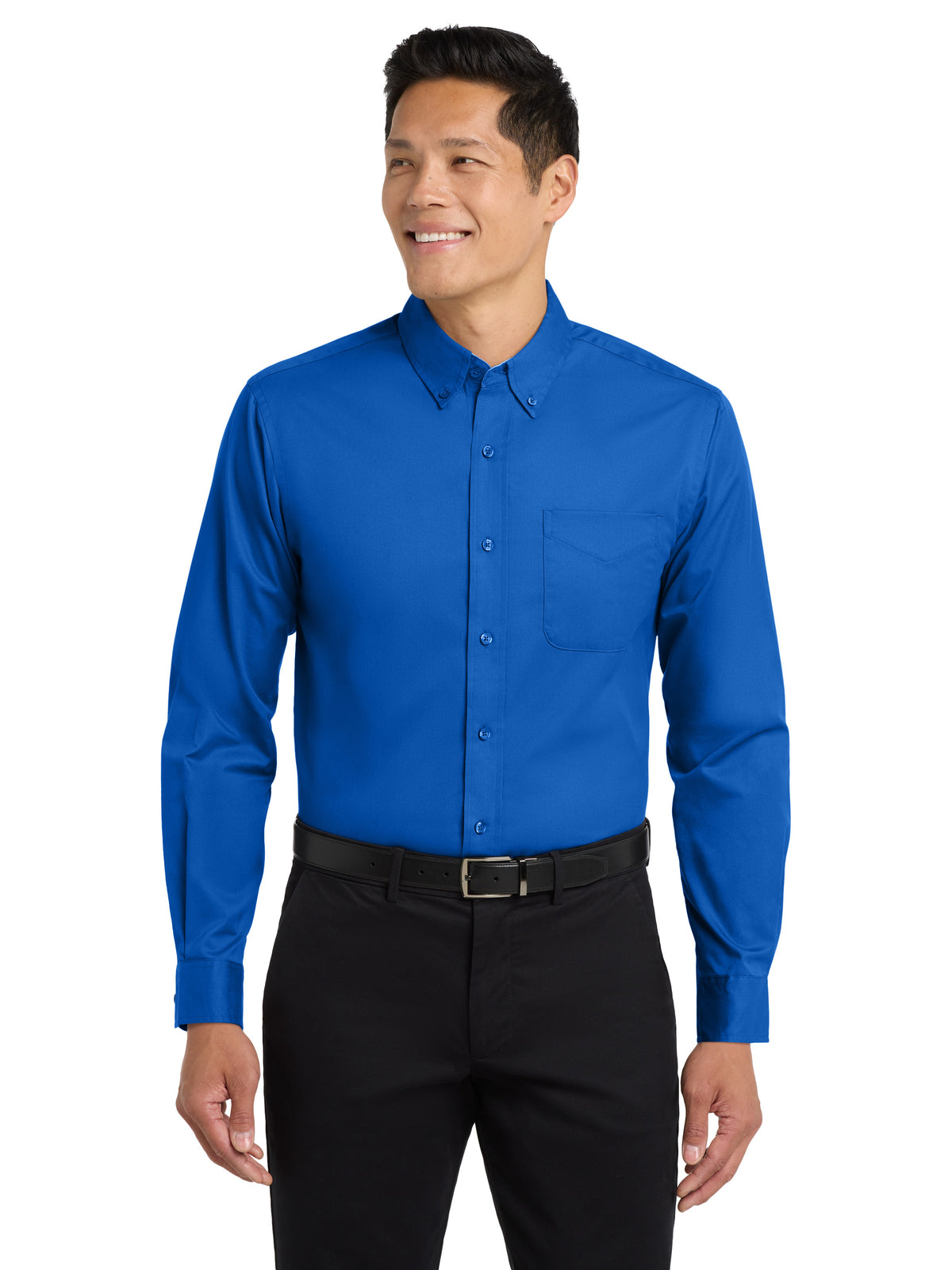 Men's Long Sleeve Easy Case Shirt - S608ES - Strong Blue