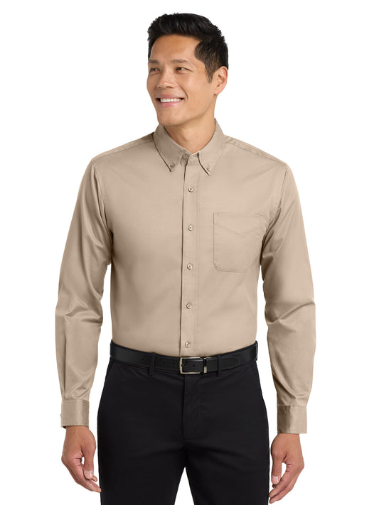 Men's Long Sleeve Easy Case Shirt - S608ES - Stone