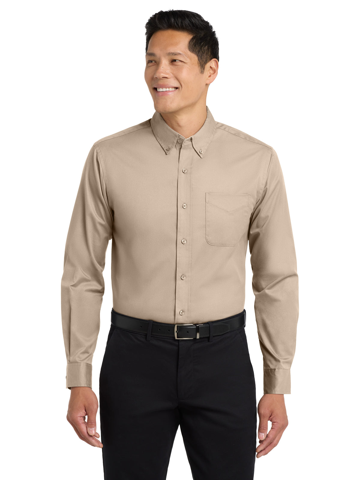 Men's Long Sleeve Easy Case Shirt - S608ES - Stone