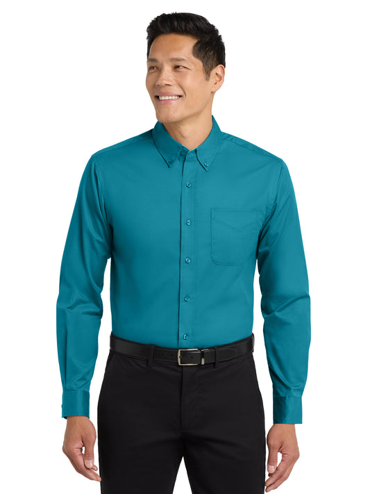 Men's Long Sleeve Easy Case Shirt - S608ES - Teal Green