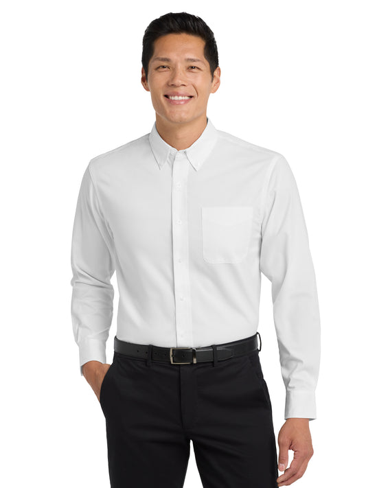 Men's Long Sleeve Easy Case Shirt - S608ES - White/Light Stone